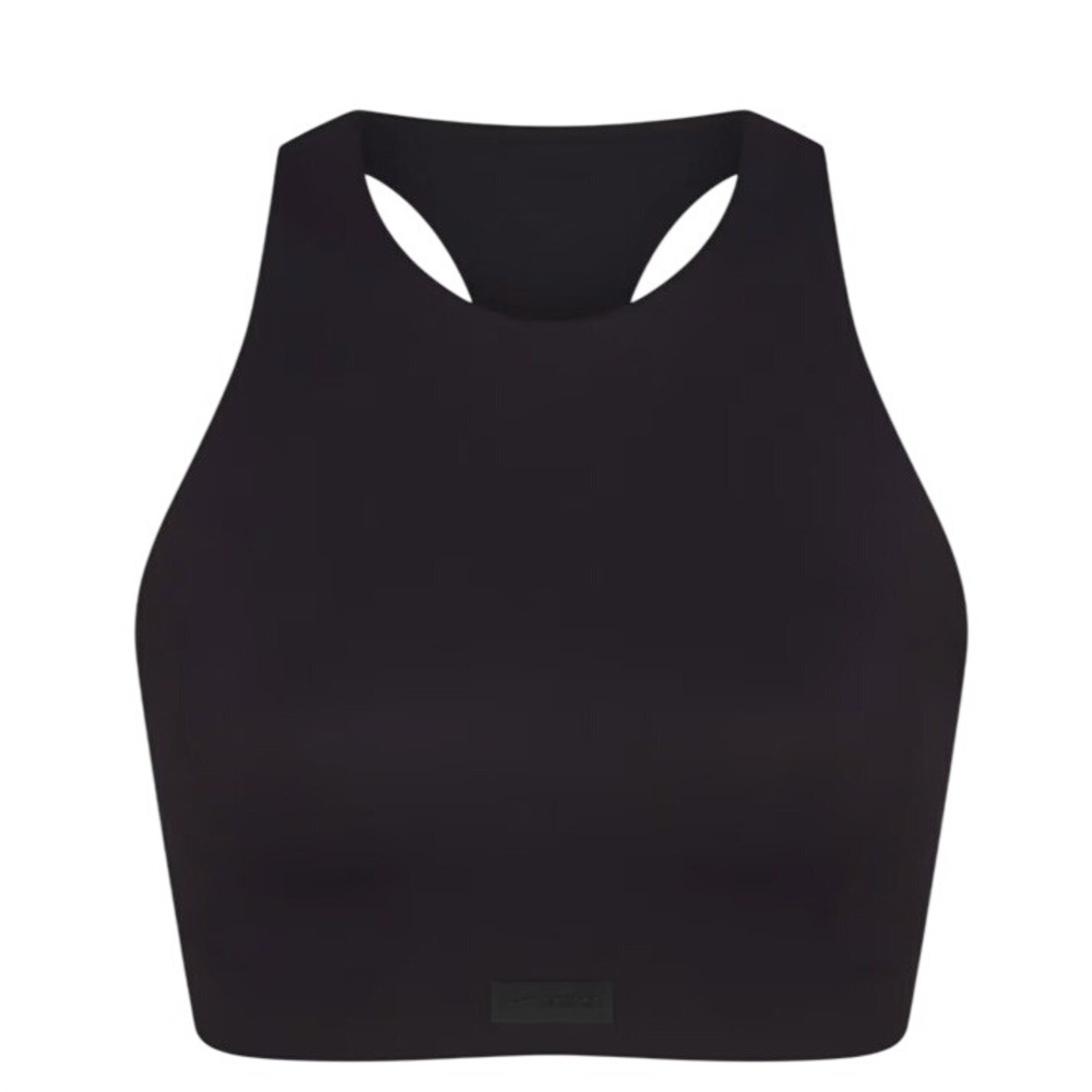 Skims Matte High Neck Bra Obsidian Black Racerback 34B BR-SPT-2727